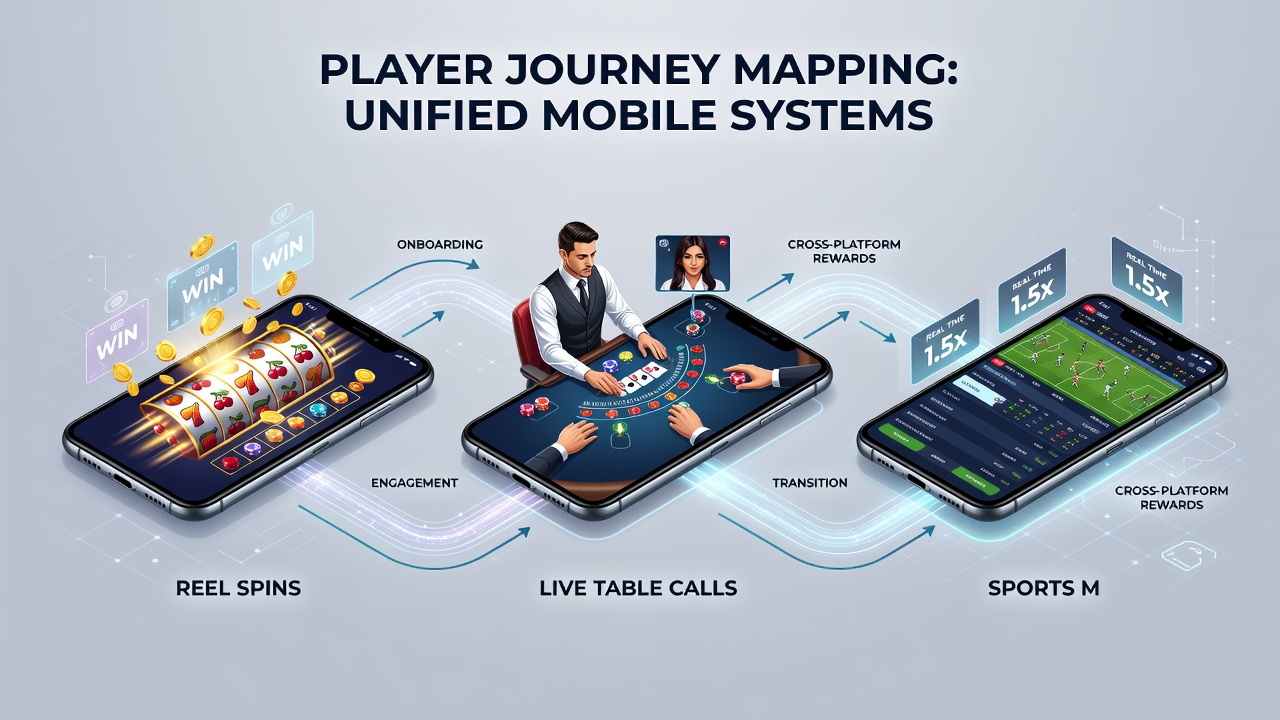 Visualisierung von Spielerpfaden mit Verbindungen zwischen Slot-Drehungen, Live-Tischentscheidungen und Sportwetten auf mobilen Geräten