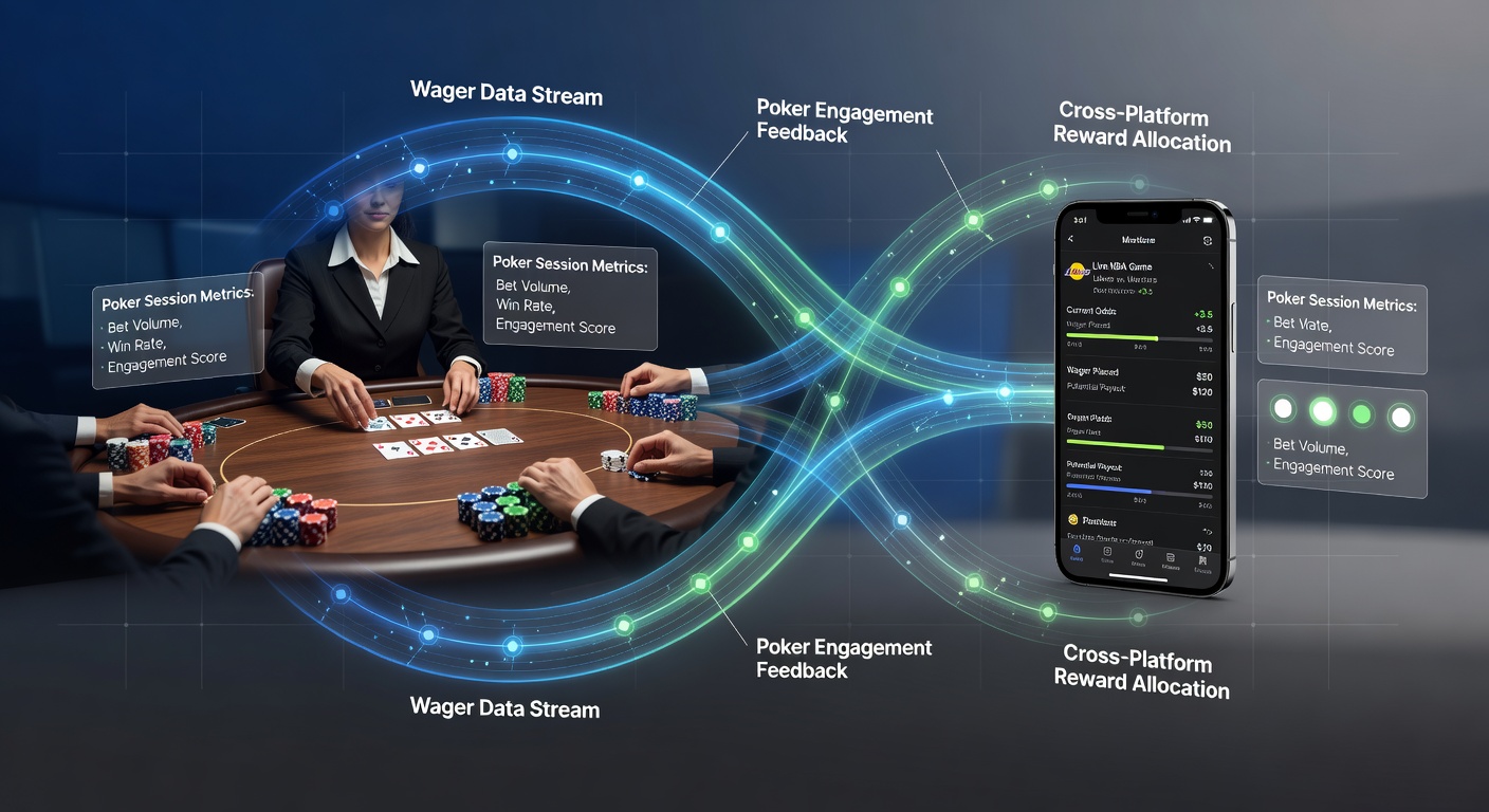 Schnittstelle einer mobilen App mit Live-Poker und Sportwetten-Belohnungen